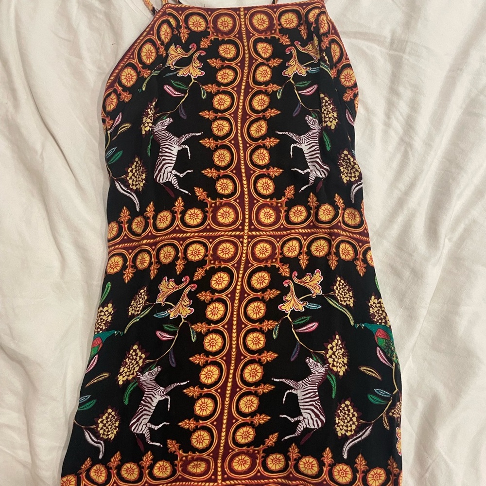 Mini dress with gold and black zebra print